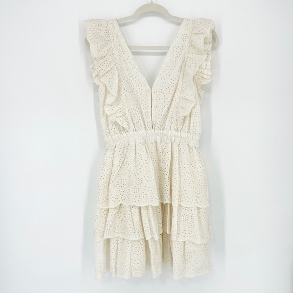 LOVE THE LABEL Ruffle Tiered White Mini Dress - Picture 9 of 9